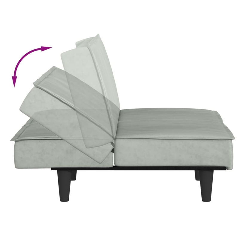 Vidaxl Sofa Bed in Light Grey Polyester Velvet Plywood