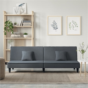 Vidaxl Standard Sofa Bed in Dark Grey Polyester Velvet Plywood