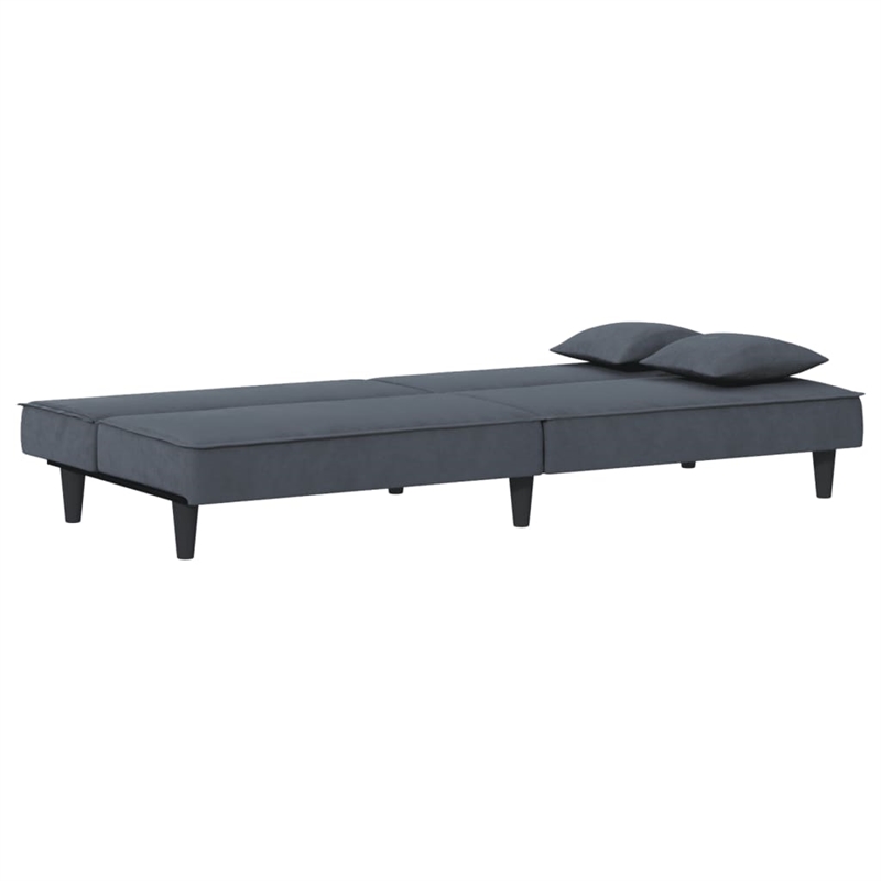 Vidaxl Standard Sofa Bed in Dark Grey Polyester Velvet Plywood
