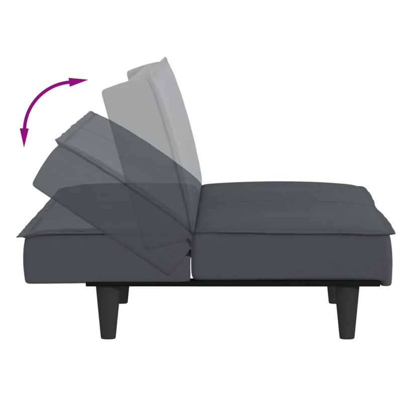 Vidaxl Standard Sofa Bed in Dark Grey Polyester Velvet Plywood