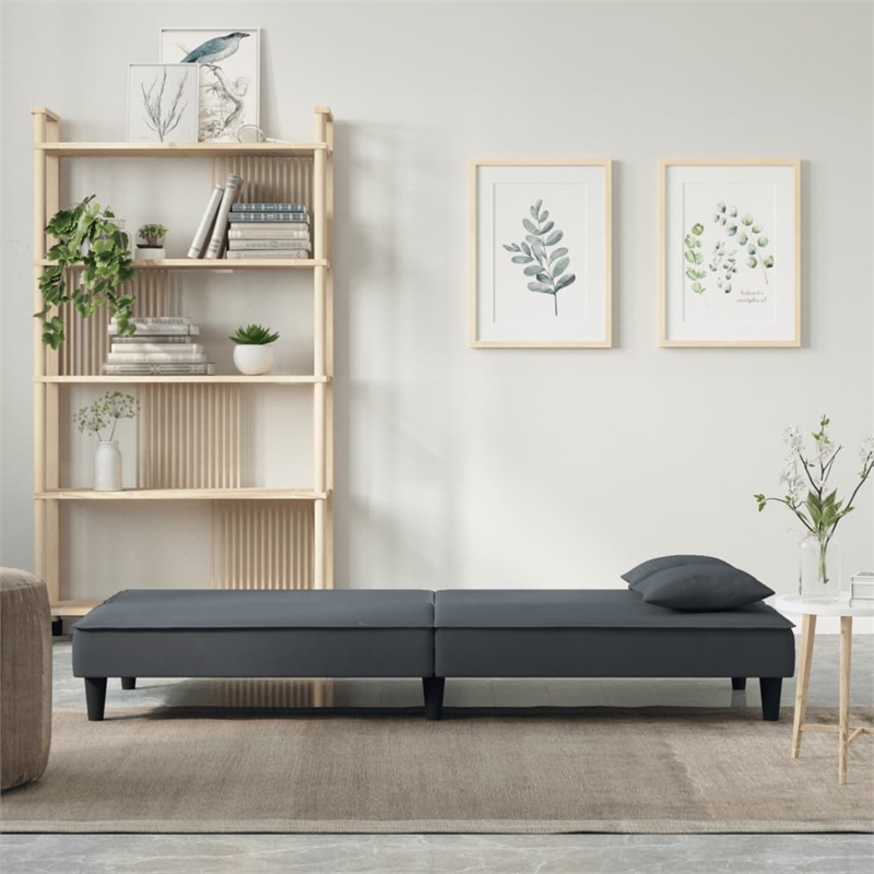 Vidaxl Standard Sofa Bed in Dark Grey Polyester Velvet Plywood