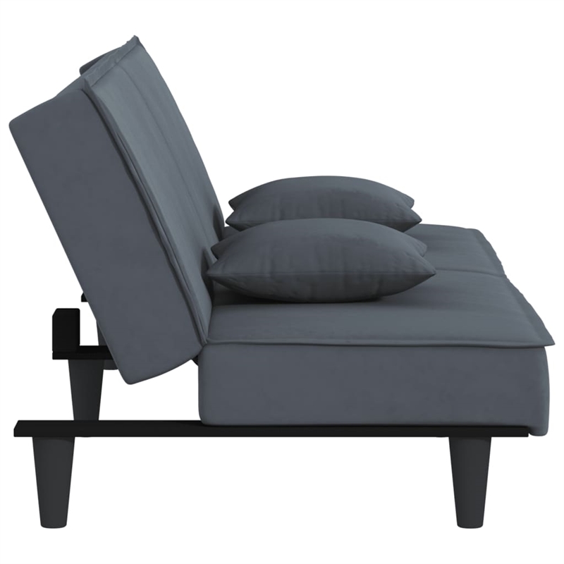 Vidaxl Standard Sofa Bed in Dark Grey Polyester Velvet Plywood