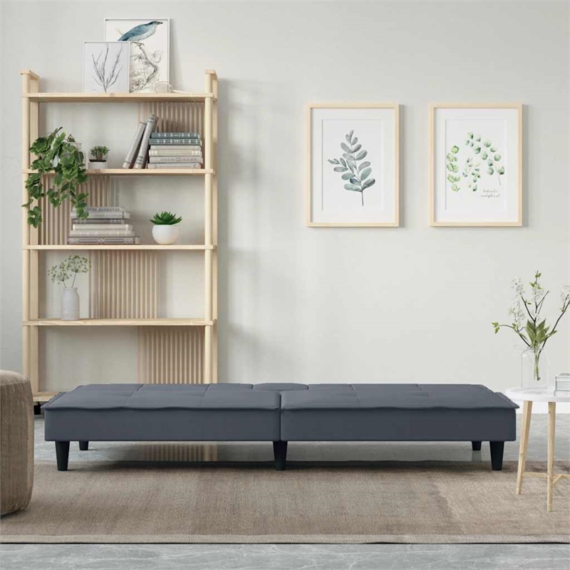 Vidaxl Standard Sofa Bed in Dark Grey Velvet
