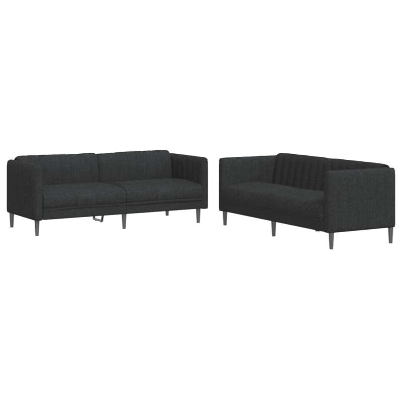 Vidaxl 2-Seater And 3-Seater Sofa Set in Black Polyester