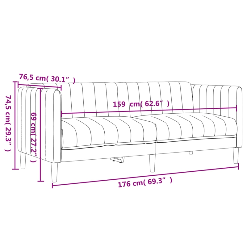 Vidaxl 2-Seater And 3-Seater Sofa Set in Black Polyester