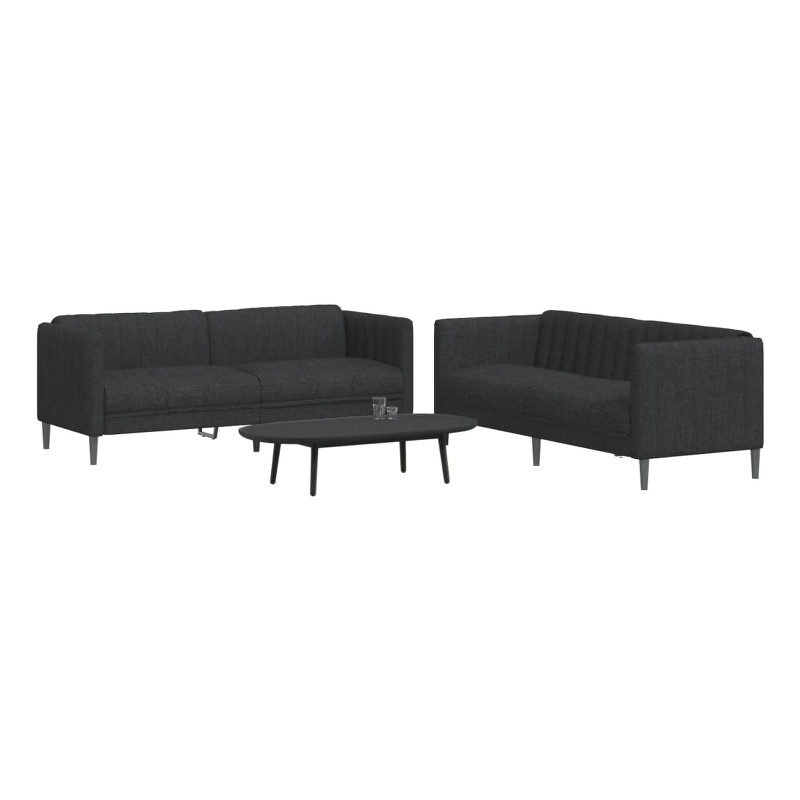 Vidaxl 2-Seater And 3-Seater Sofa Set in Black Polyester