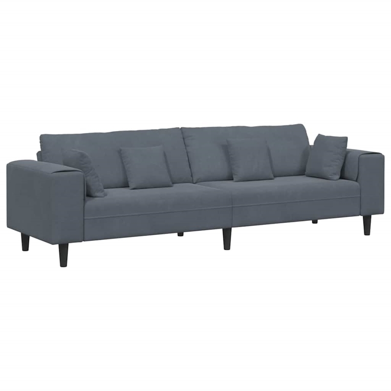 Vidaxl Velvet Sofa with Cushion in Dark Grey