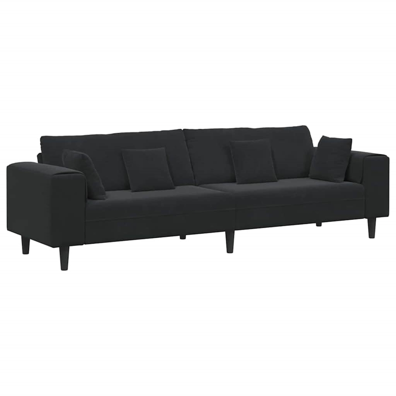 Vidaxl Velvet Sofa with Cushion in Black