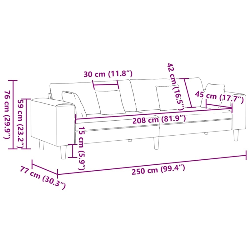 Vidaxl Velvet Sofa with Cushion in Black
