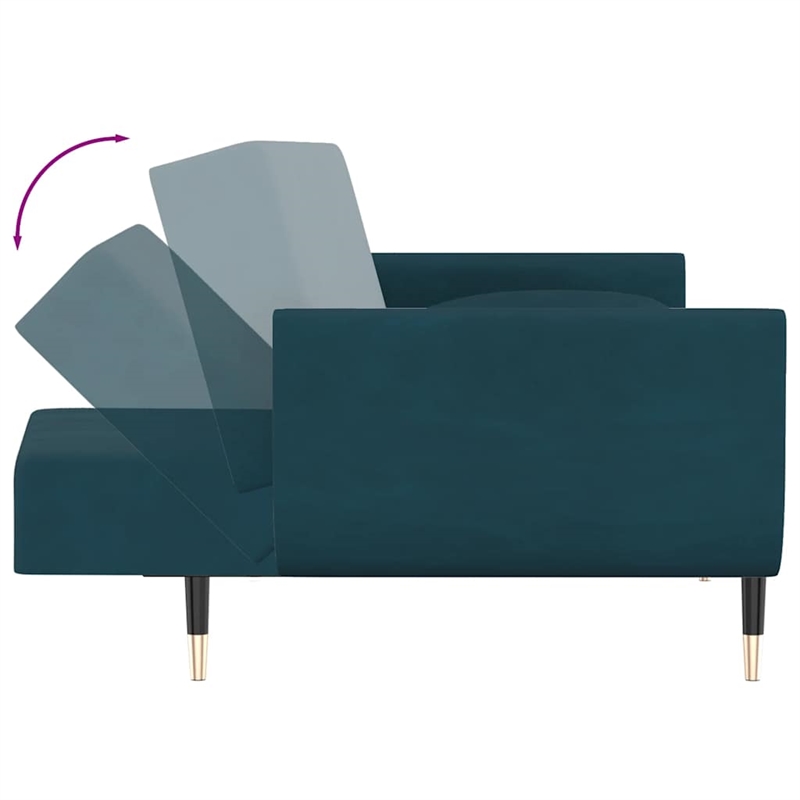 Vidaxl Convertible 2-Seater Sofa Bed in Blue Velvet