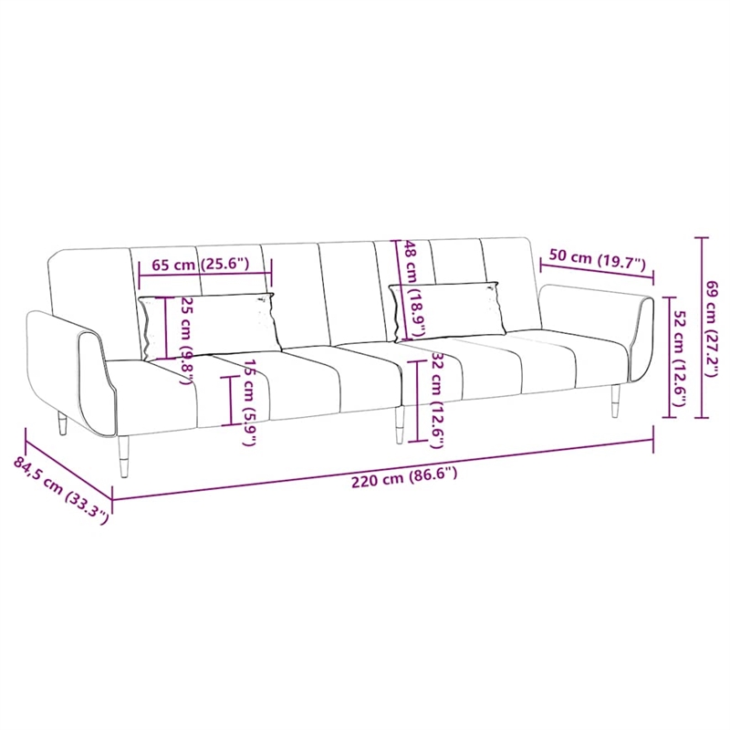 Vidaxl Convertible 2-Seater Sofa Bed in Blue Velvet