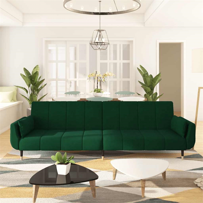 Vidaxl Sofa Bed in Dark Green Polyester