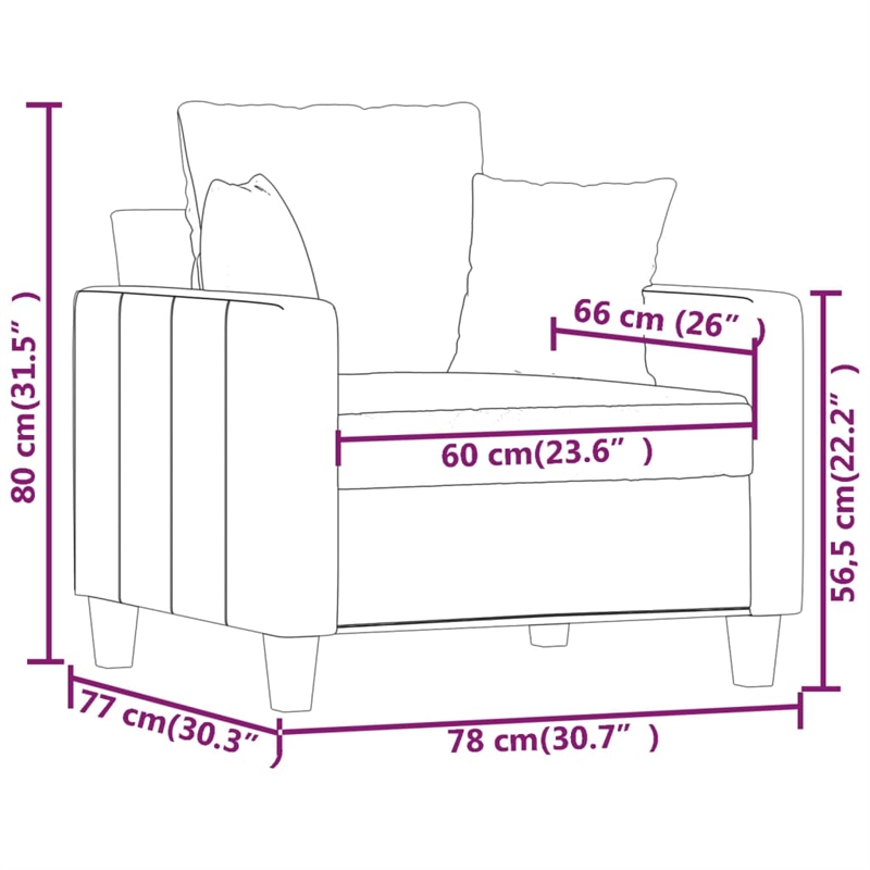 Vidaxl Single Sofa Chair in Dark Gray Polyester