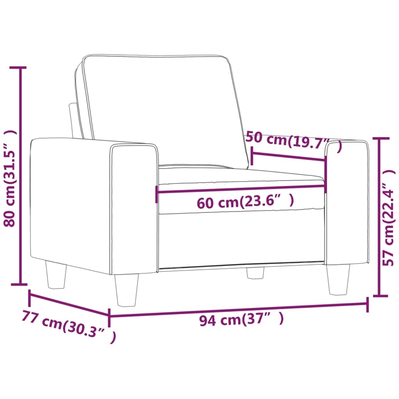 Vidaxl Single Sofa Chair in Light Gray Microfiber