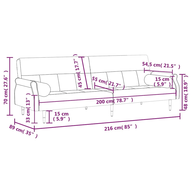 Vidaxl Large Sofa Bed in Dark Grey Velvet