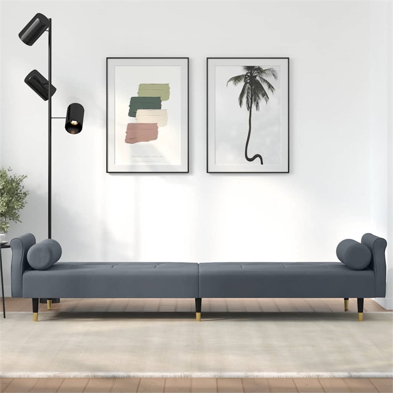 Vidaxl Large Sofa Bed in Dark Grey Velvet
