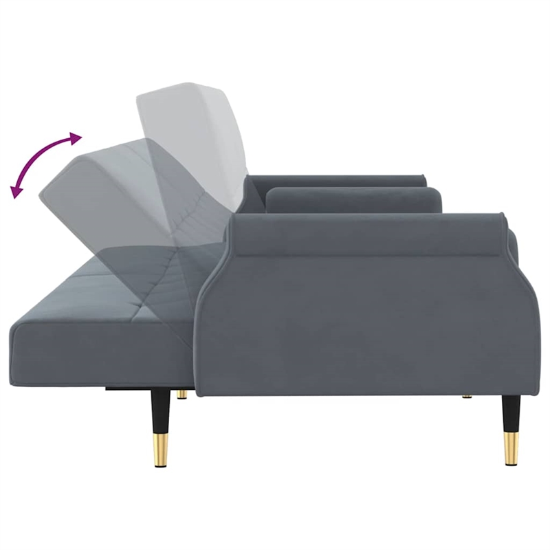 Vidaxl Large Sofa Bed in Dark Grey Velvet