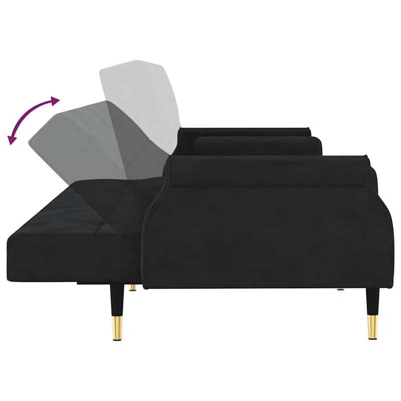 Vidaxl Standard Sofa Bed in Black Velvet