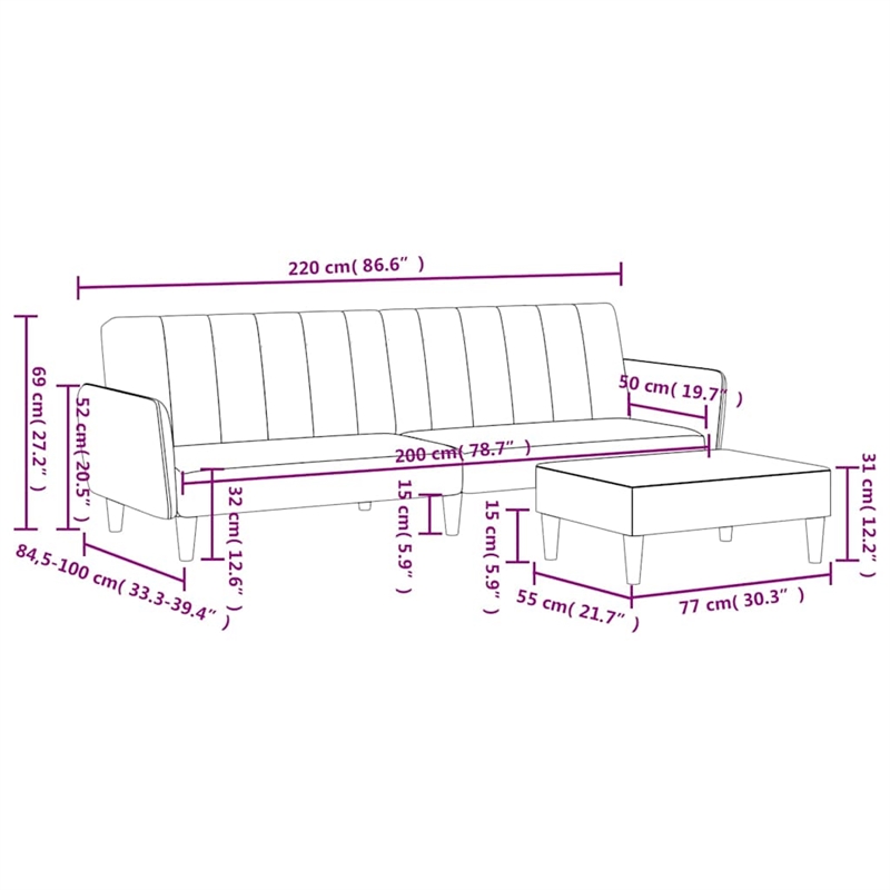 Vidaxl 2-Seater Sofa Bed in Dark Green Polyester Velvet