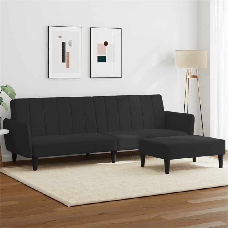 Vidaxl 2-Seater Sofa Bed in Black Polyester Velvet
