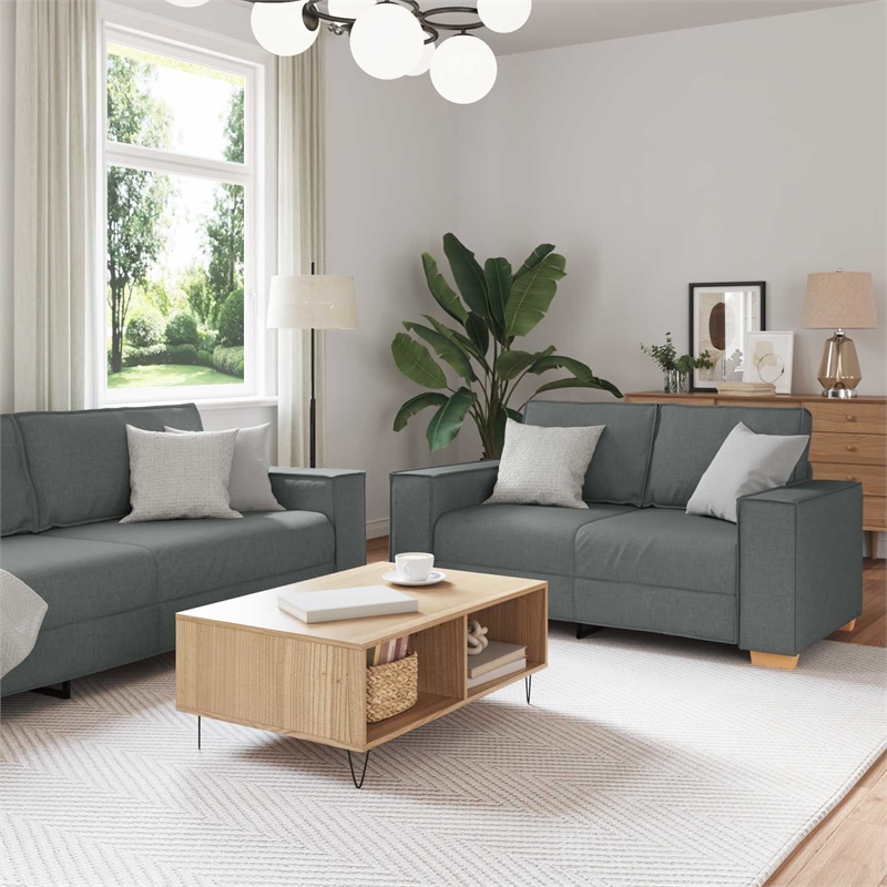 Vidaxl 3-Seater Fabric Sofa Set with Cushion in Dark Gray