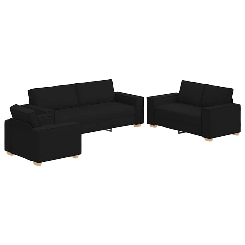 Vidaxl 3 Pc Sofa Set with Cushion in Black