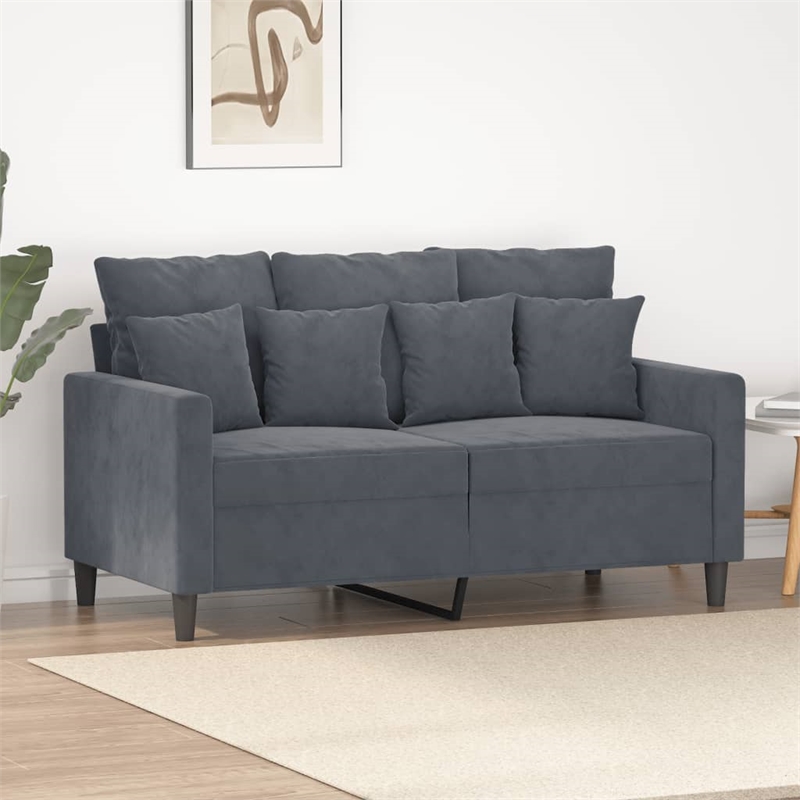 Vidaxl Metal 2-Seater Sofa in Dark Grey Polyester Velvet