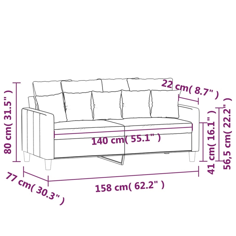 Vidaxl Metal 2-Seater Sofa in Dark Gray Velvet