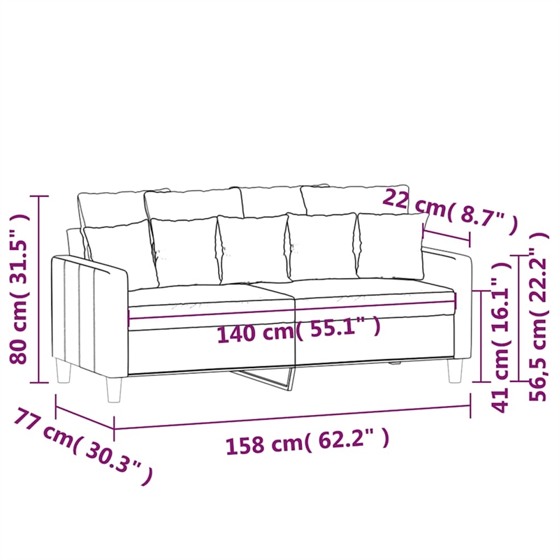Vidaxl Metal 2-Seater Sofa in Dark Green Velvet