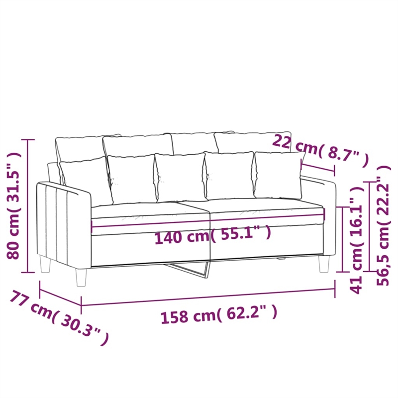 Vidaxl Metal 2-Seater Sofa in Dark Green Velvet