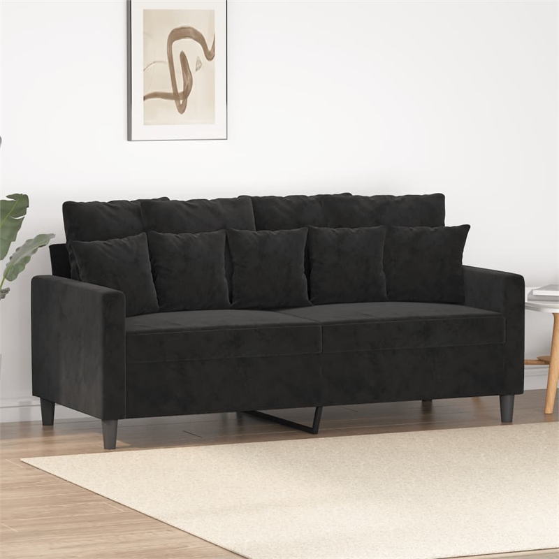 Vidaxl Metal 2-Seater Sofa in Black Velvet