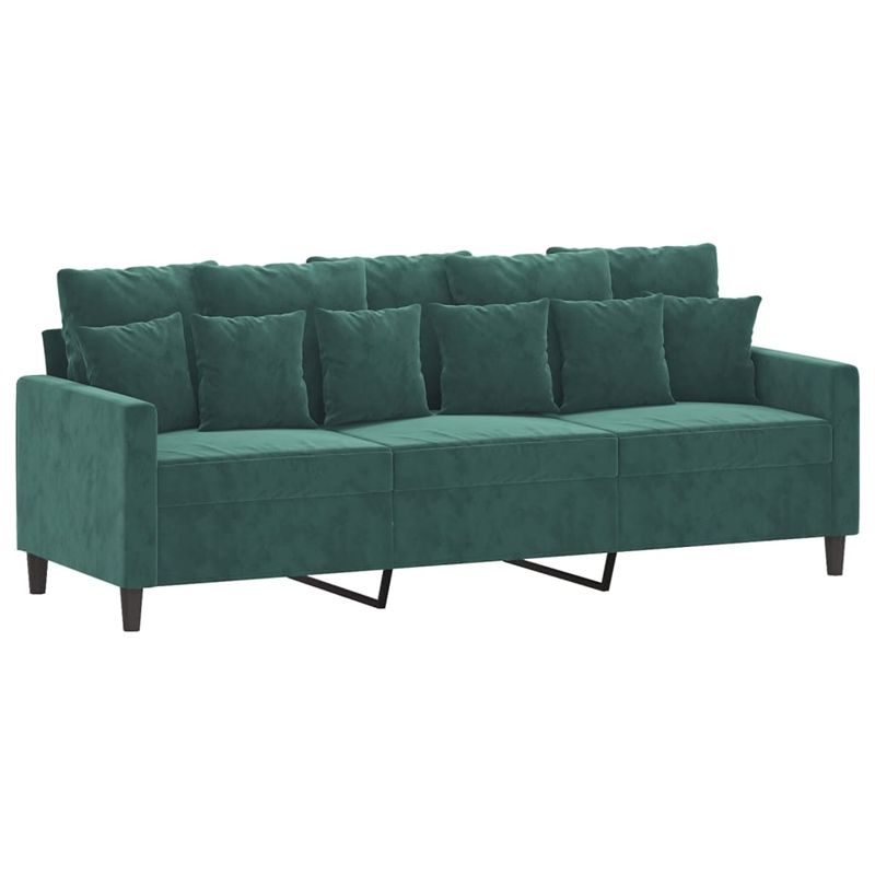 Vidaxl Metal 3-Seater Sofa in Dark Green Polyester