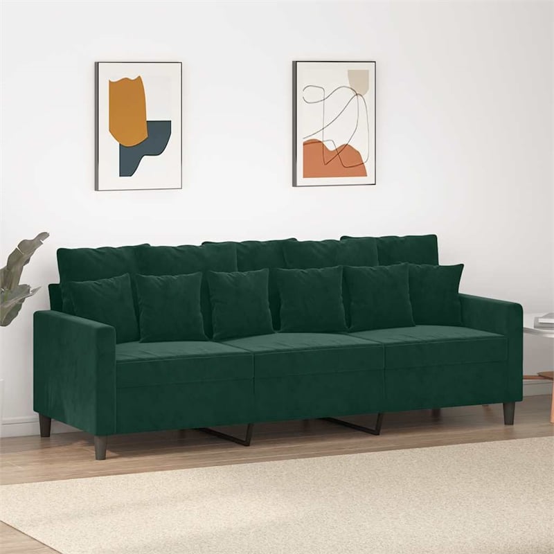 Vidaxl Metal 3-Seater Sofa in Dark Green Polyester