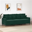Vidaxl Metal 3-Seater Sofa in Dark Green Polyester