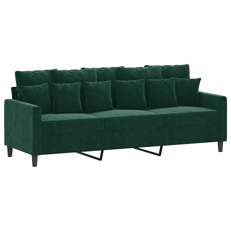 Vidaxl Metal 3-Seater Sofa in Dark Green Polyester