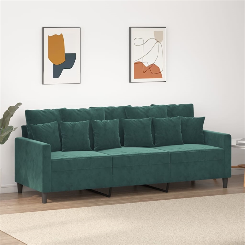 Vidaxl Metal 3-Seater Sofa in Dark Green Polyester