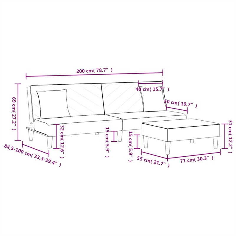 Vidaxl 2 Piece Sofa Set in Dark Green Velvet