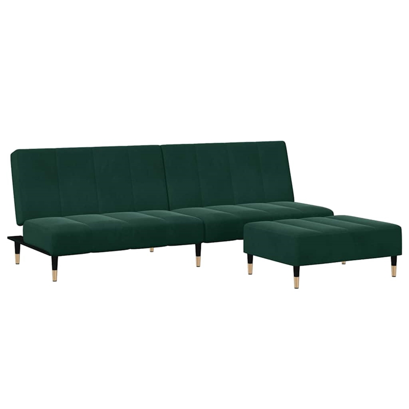 Vidaxl Two-Seater Sofa Bed in Dark Green Polyester Velvet
