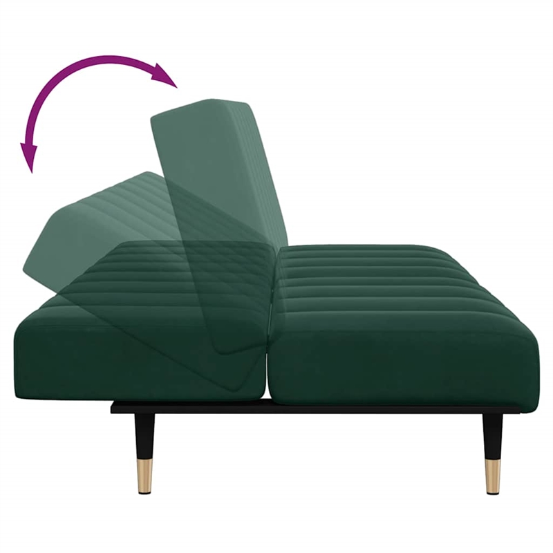 Vidaxl Two-Seater Sofa Bed in Dark Green Polyester Velvet
