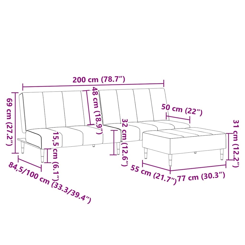 Vidaxl Two-Seater Sofa Bed in Dark Green Polyester Velvet