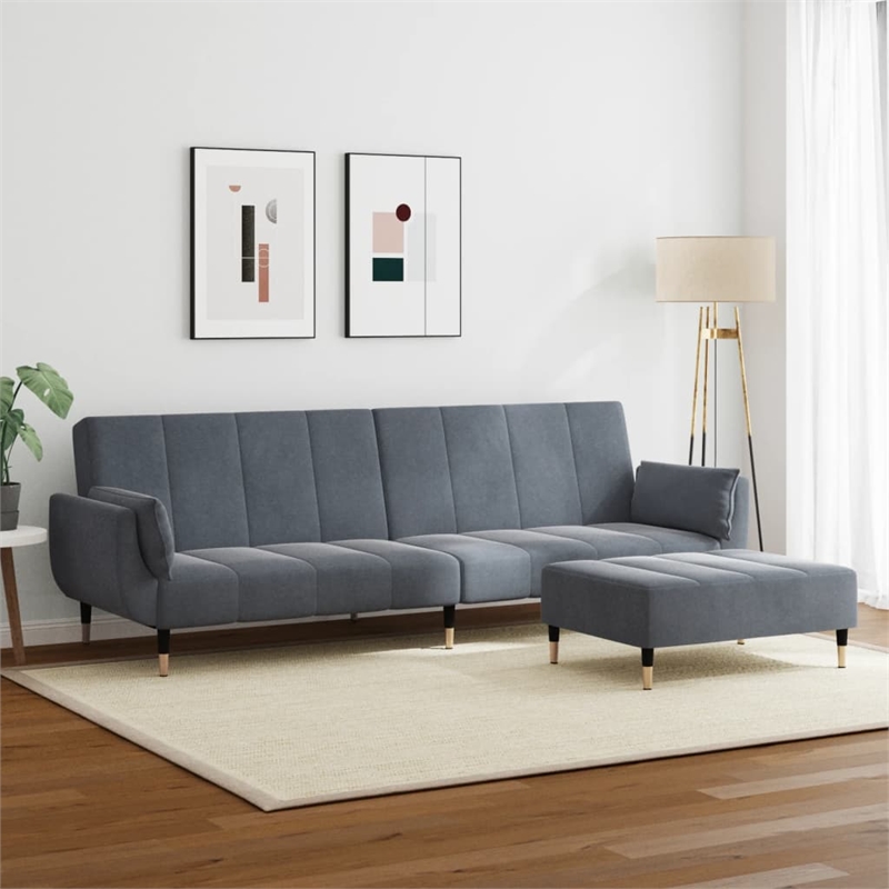 Vidaxl 2-Seater Sofa Bed in Dark Gray Polyester Velvet