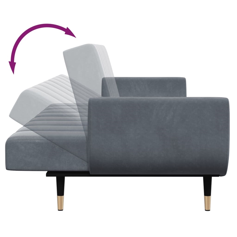 Vidaxl 2-Seater Sofa Bed in Dark Gray Polyester Velvet