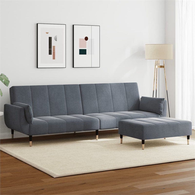 Vidaxl 2-Seater Sofa Bed in Dark Gray Polyester Velvet