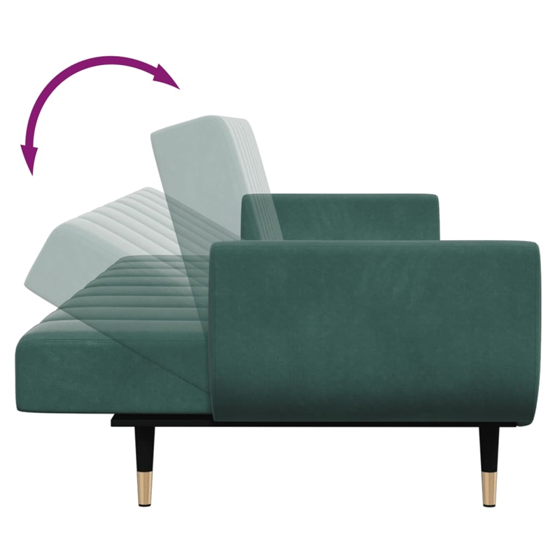 Vidaxl Standard Sofa Bed in Dark Green Velvet