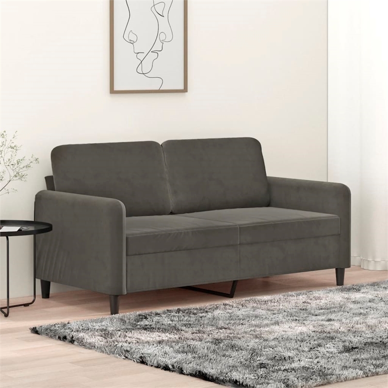 Vidaxl Metal 2-Seater Sofa in Dark Grey Polyester Velvet