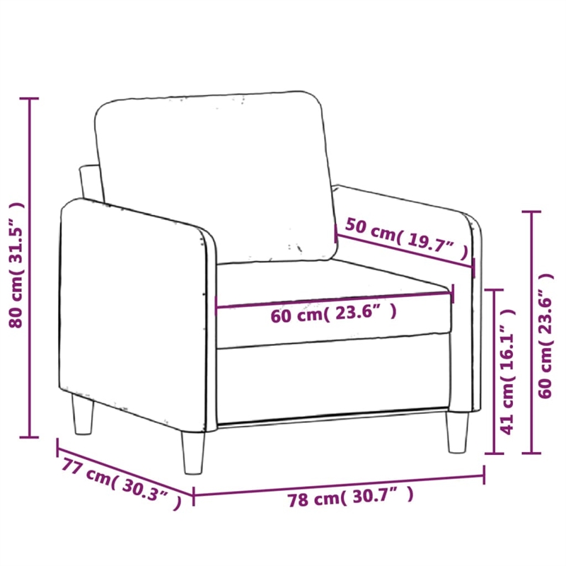 Vidaxl Single Sofa Chair in Dark Gray Fabric