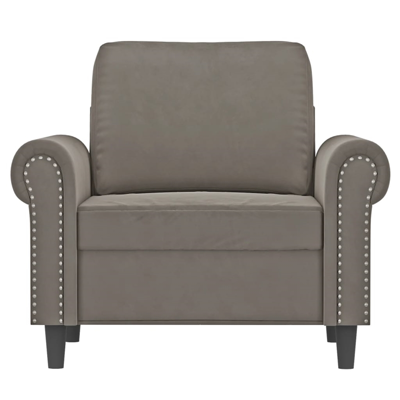 Vidaxl Single Sofa Chair in Light Gray Polyester Velvet Plywood