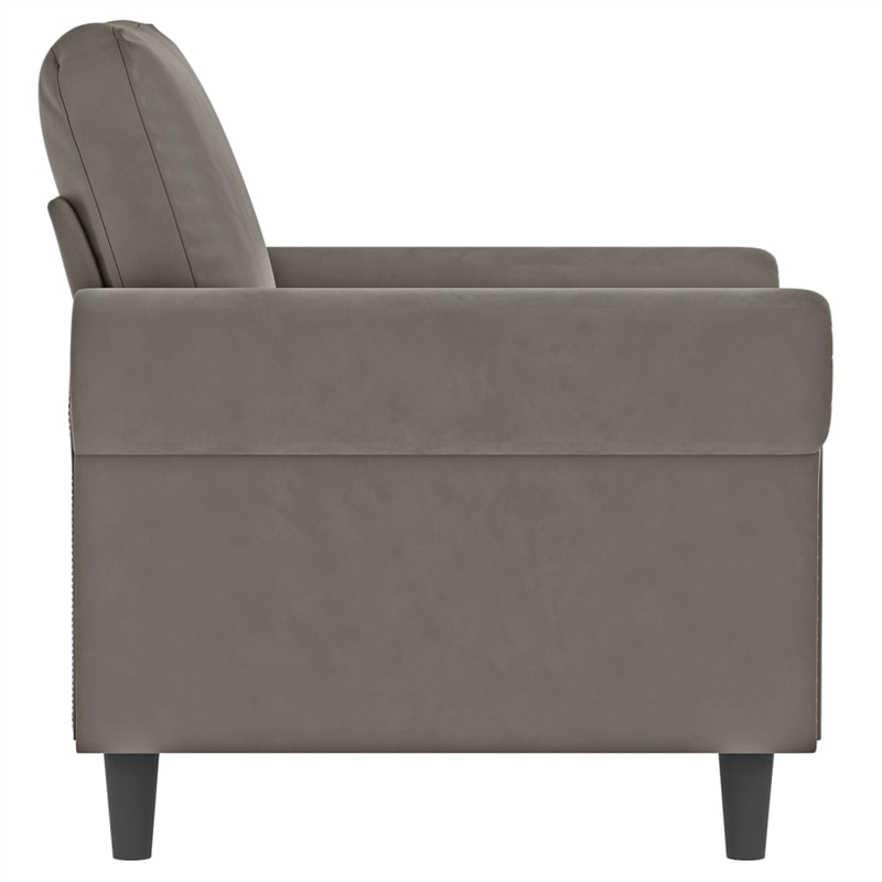 Vidaxl Single Sofa Chair in Light Gray Polyester Velvet Plywood