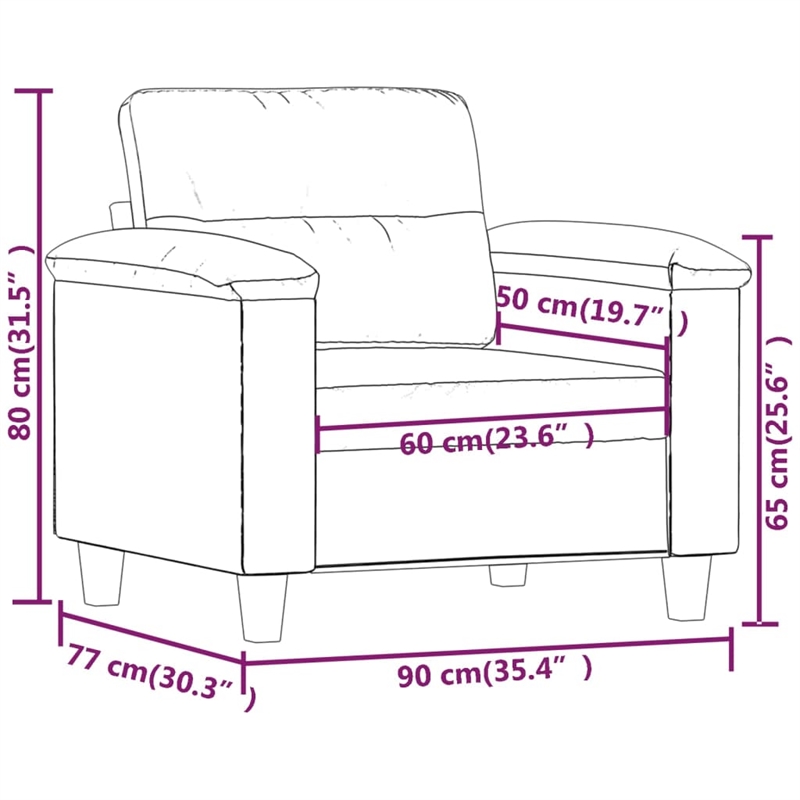 Vidaxl Single Sofa Chair in Light Gray Microfiber