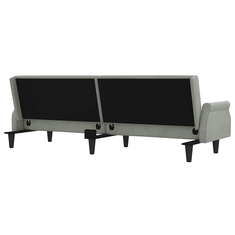 Vidaxl Large Sofa Bed in Light Grey Polyester Velvet